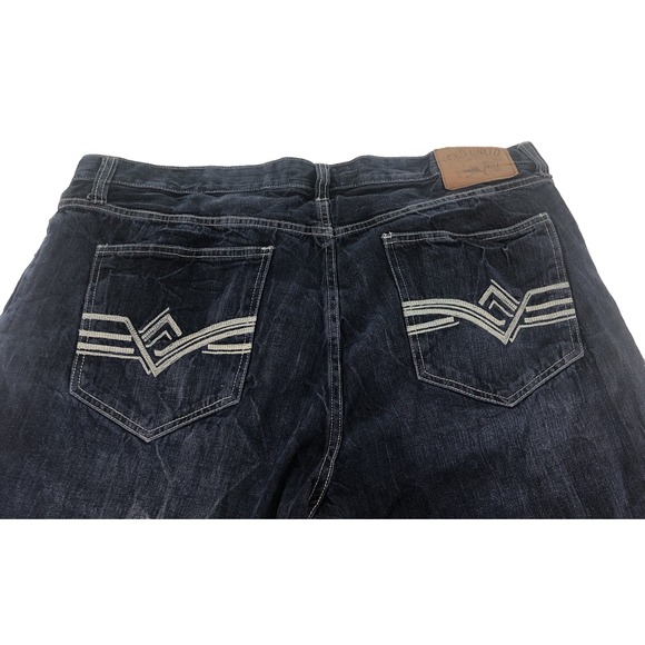 Ecko Unltd Men's Rhino Jeans 40x32 Straight Fit Blue Denim Embroidered Y2K 90s - Picture 10 of 15